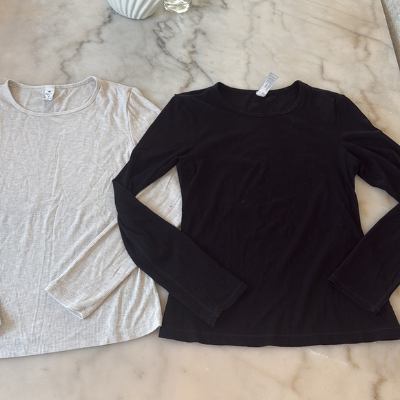 Yogalicious heavenly rib long sleeve 2 pack Long Sleeve Tops Beige & Black Sz M - Picture 7 of 12